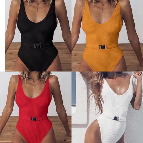 One Piece Swimsuit In White,Red,Mustard,or Black - Picture 4 of 17